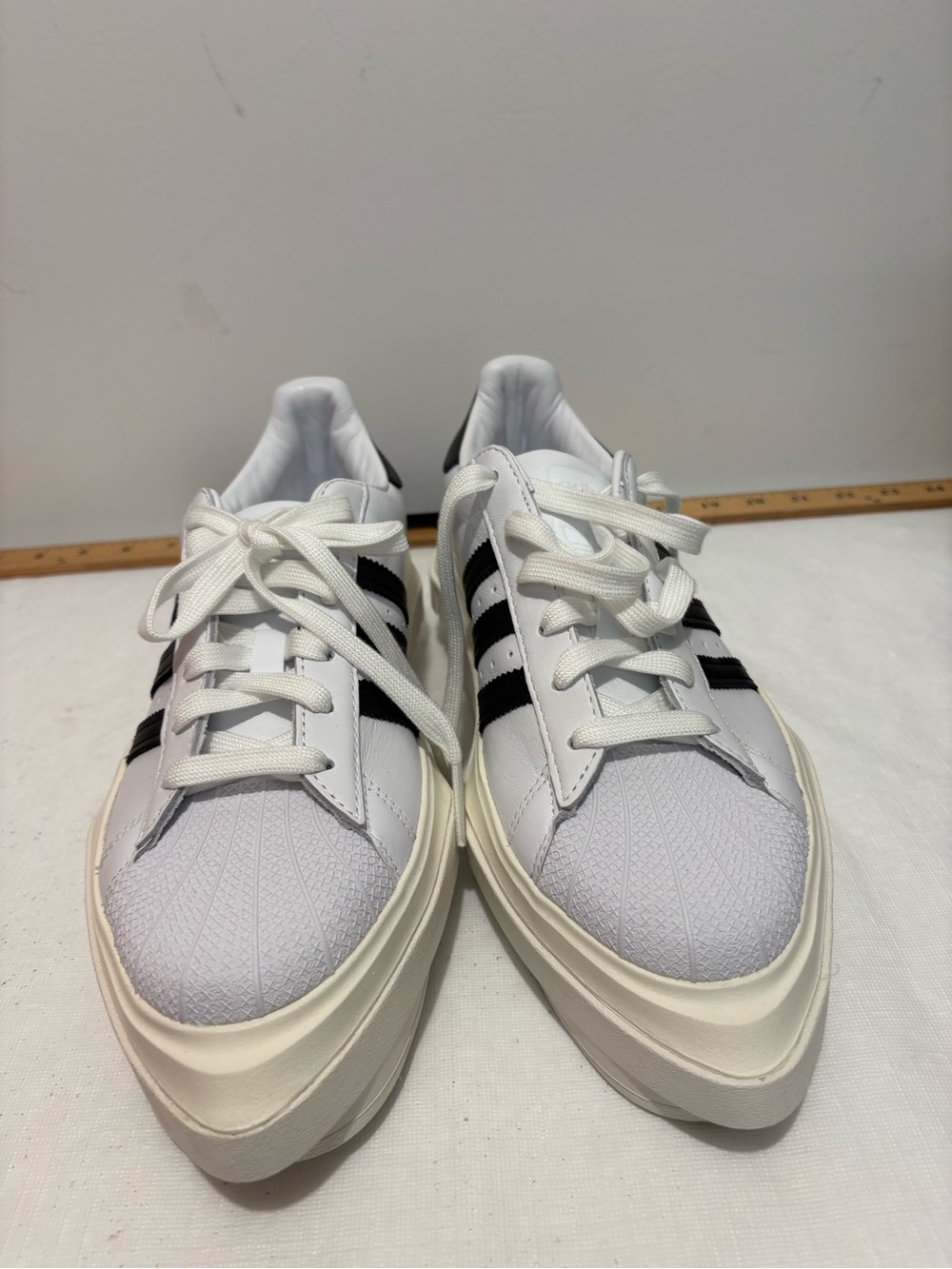 adidas White and Black Platform Low-Top Sneakers